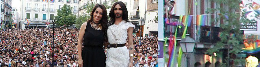 Conchita Wurst y Ruth Lorenzo revolucionan la Plaza de Chueca de Madrid como pregoneras del Orgullo Gay 2014