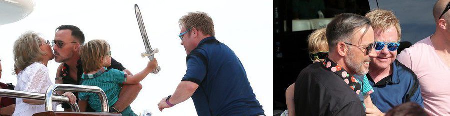 Elton John disfruta de sus vacaciones con su marido David Furnish y sus hijos en Saint-Tropez