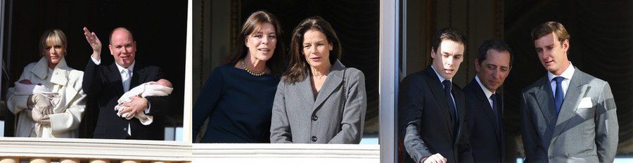 Carolina y Estefanía de Mónaco y Carlota Casiraghi, emocionadas en la presentación de los mellizos Jacques y Gabriella