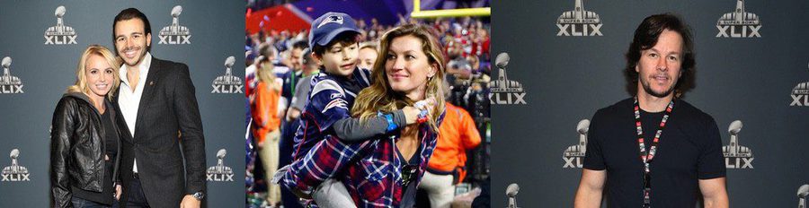 Britney Spears, Adriana Lima, Gisele Bundchen y Mark Wahlberg disfrutan en directo de la Super Bowl 2015