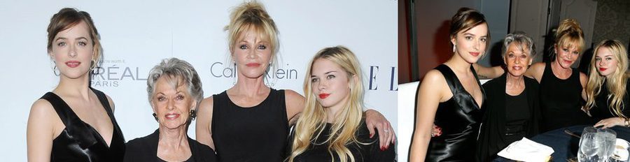 Tres generaciones unidas: Tippi Hedren, Melanie Griffith y sus hijas Dakota Johnson y Stella del Carmen