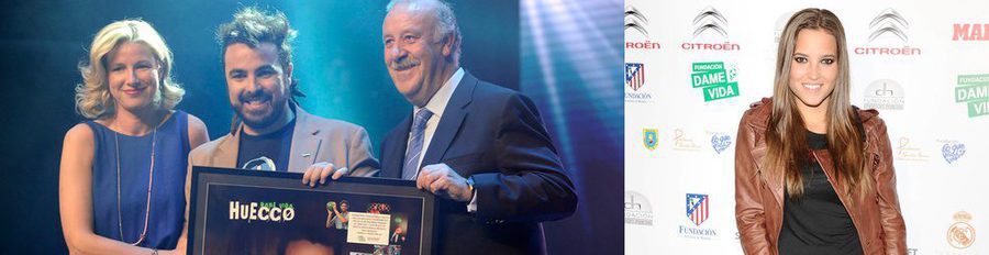 Ana Fernández, Vicente del Bosque y Anne Igartiburu asisten a la entrega del Disco de Oro a Huecco