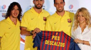 Shakira, Gerard Piqué, Carlos Puyol y Sergio Busquets, solidarios en un acto en Miami