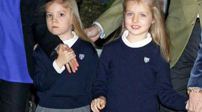 Las Infantas Leonor y Sofía visitan al Rey en La Milagrosa con los Príncipes Felipe y Letizia y la Reina Sofía