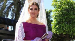 Marina Danko luce mantilla y sonrisa en la exhibición de Enganches de caballos de Sevilla