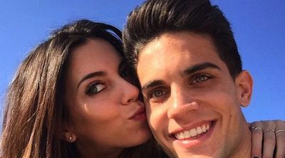 Marc Bartra, Melissa Jiménez y Gala, emocionados con la visita de Jordi Alba, Sergio Busquets y sus novias