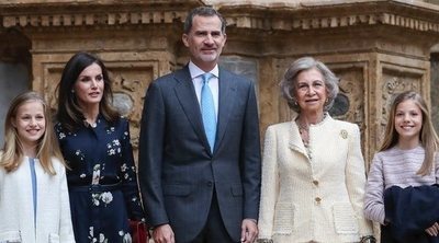 Los Reyes Felipe y Letizia y sus hijas Leonor y Sofía acuden a la Misa de Pascua 2019 con la Reina Sofía