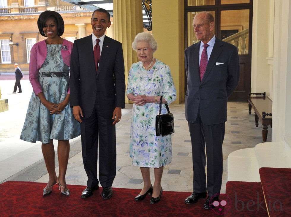 Los Obama, la Reina Isabel II y el Príncipe Felipe en Londres