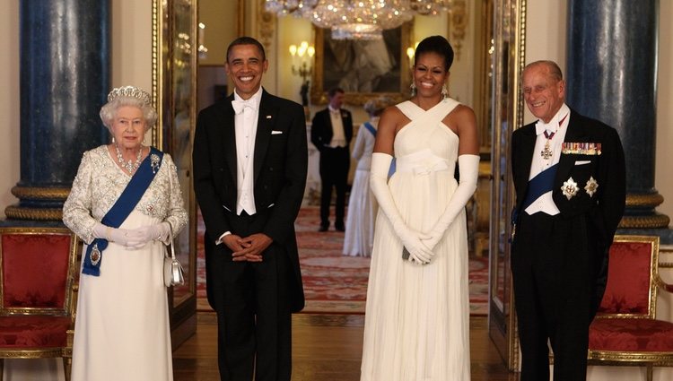 Isabel II, el Duque de Edimburgo y los Obama en Buckingham Palace