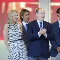 Alberto II de Mónaco, Charlene Wittstock y los Casiraghi en el Gran Premio de F-1 de Mónaco