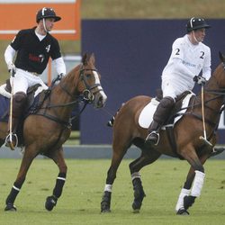 Los Príncipes Guillermo y Enrique de Gales en un partido de polo