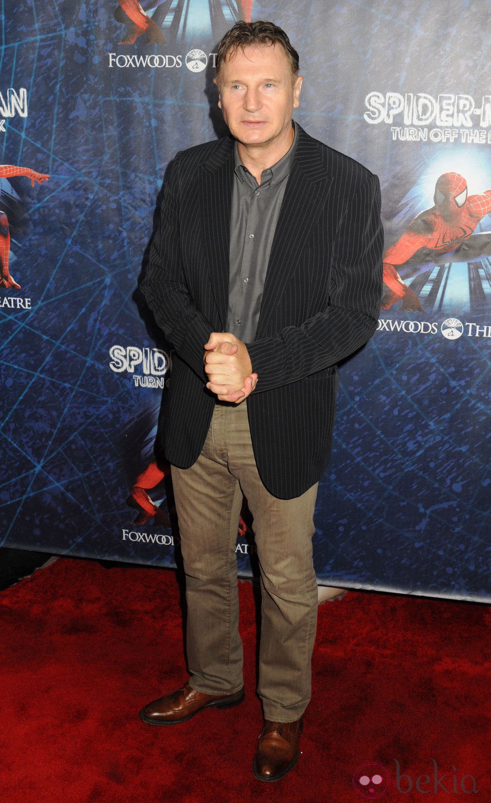 Liam Neeson en el estreno del musical de 'Spider-Man'