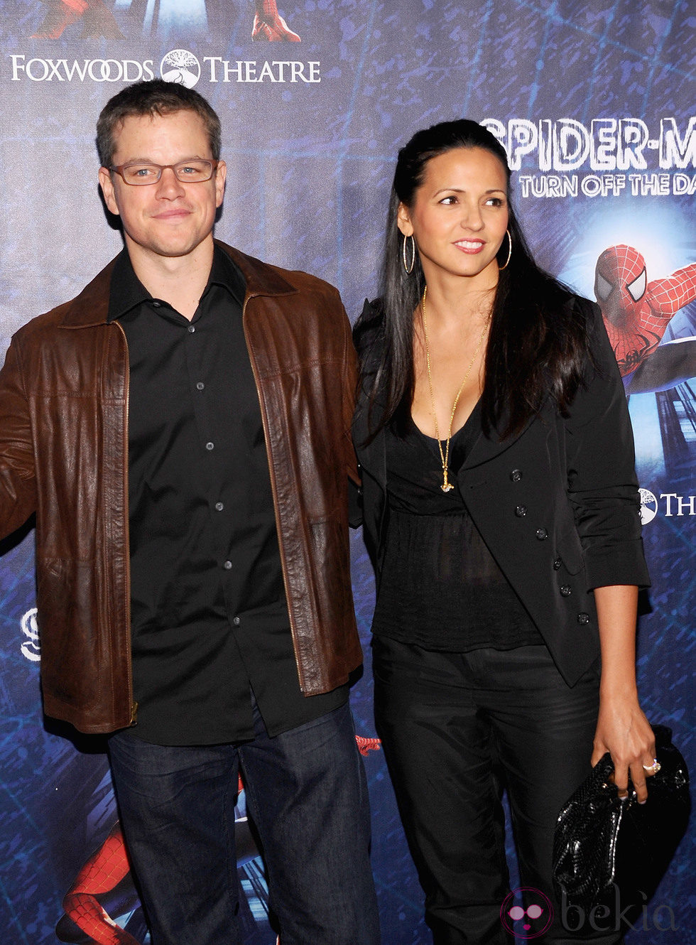 Matt Damon y su mujer en el estreno del musical de 'Spider-Man'