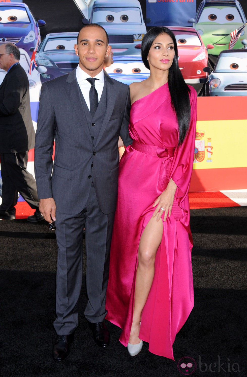 Lewis Hamilton y Nicole Scherzinger en el estreno de 'Cars 2'