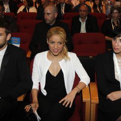 Piqué y Shakira en una conferencia en Isral