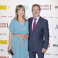 Manuel Campo Vidal y María Rey en los Premios de la ATV