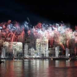 Fuegos artificiales en Mónaco para celebrar la boda de Alberto II y Charlene Wittstock