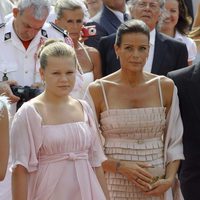 Estefanía de Mónaco y su hija Camille en la boda de Alberto y Charlene