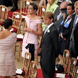 Carlota y Andrea Casiraghi y Estefanía de Mónaco en la boda de Alberto y Charlene