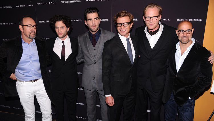 Kevin Spacey, Penn Badgley, Zachary Quinto, Simon Baker, Paul Bettany and Stanley Tucci en la premiere de 'Margin Call' en Nueva York 