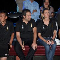 Jordi Hereu, Judit Mascó y Joan Laporta en un acto solidario en Barcelona