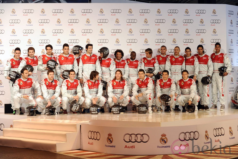 Todo el equipo del Real Madrid en el acto promocional de 'Audi'