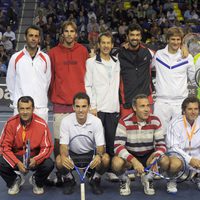 Participantes veteranos en el partido homenaje a Andrés Gimeno