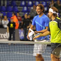 Rafa Nadal y David Ferrer en el partido homenaje a Andrés Gimeno