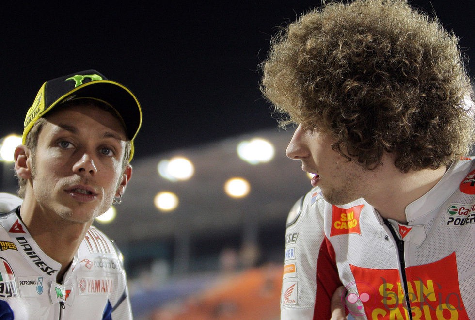 Marco Simoncelli con Valentino Rossi