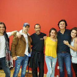 Javián, Juan Camus, Geno y Mireia con Potty en los ensayos del concierto de 'OT: El Reencuentro'