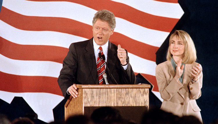 Bill Clinton durante un mitin de su campaña política