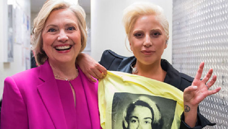 Lady Gaga apoyando a Hillary Clinton