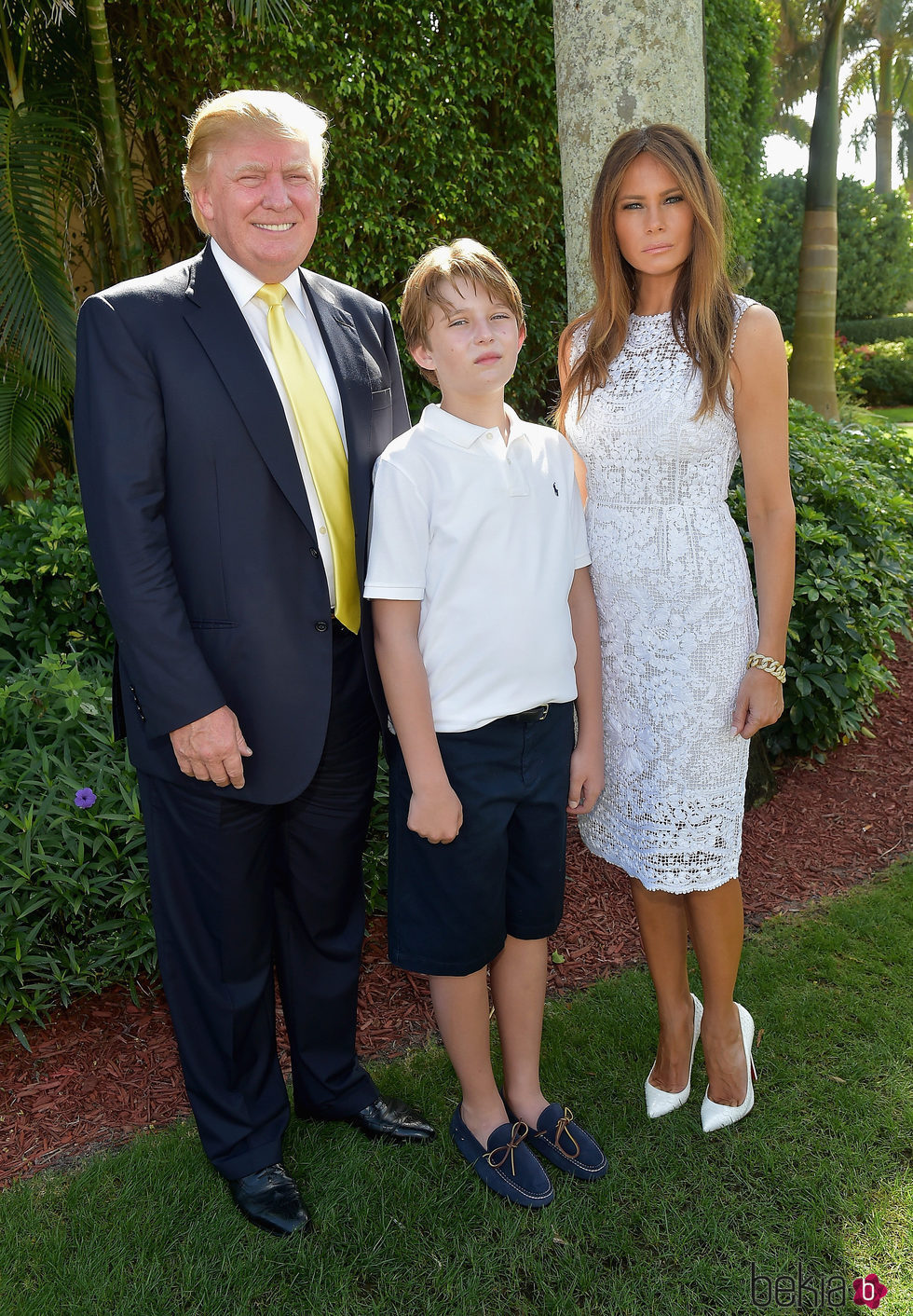 Melania Trump junto a su marido Donald Trump y su hijo Barron