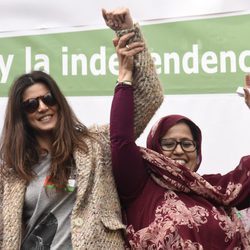 Clara Lago manifestándose en Madrid