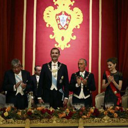 Los Reyes Felipe y Letizia con Marcelo Rebelo de Sousa en una cena de gala en Guimaraes