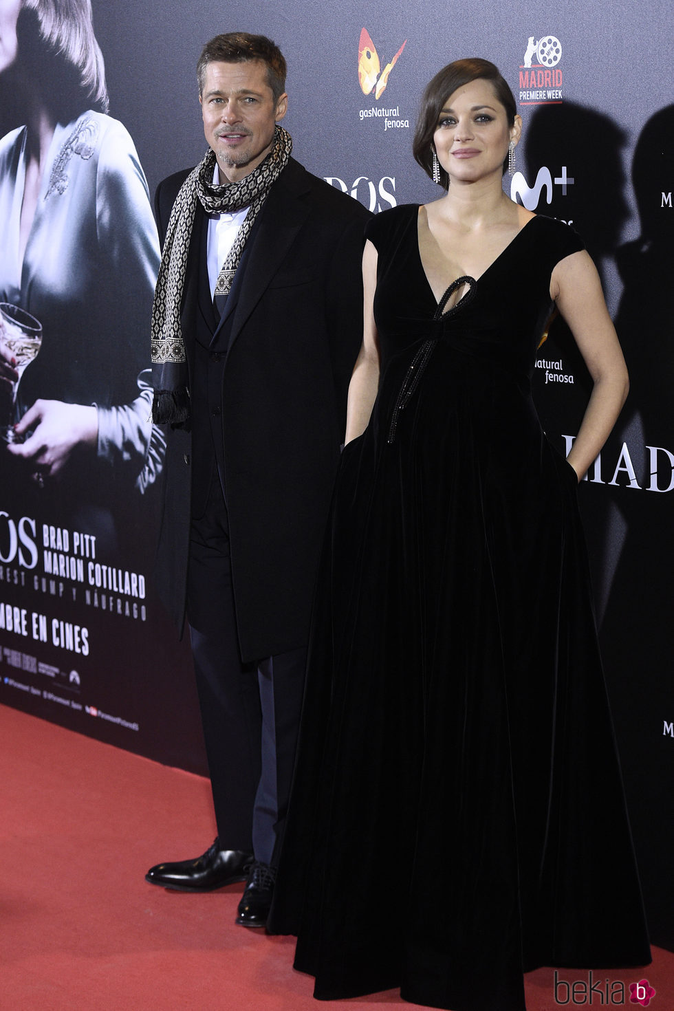 Brad Pitt y Marion Cotillard en la premiere de 'Aliados' en Madrid