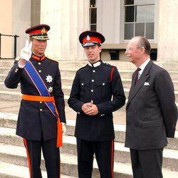 Juan de Luxemburgo con su hijo Enrique y su nieto Guillermo de Luxemburgo en Sandhurst