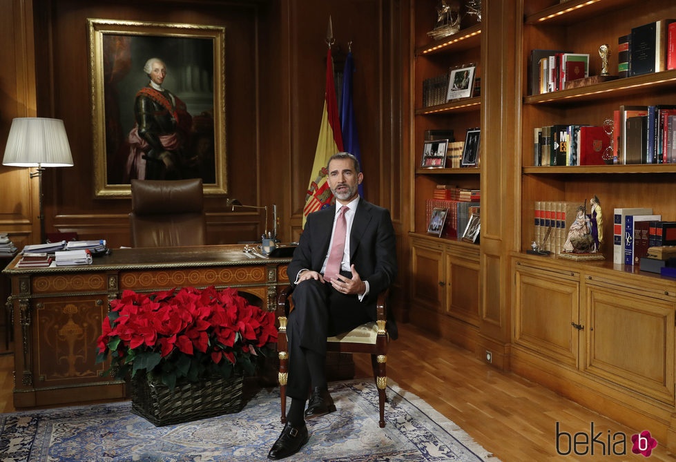 El Rey Felipe VI dando su anual discurso de Navidad