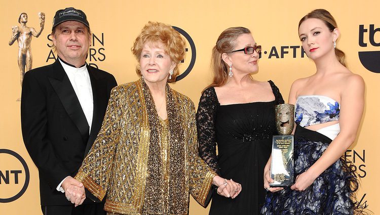 Todd Fisher, Debbie Reynolds, Carrie Fisher y Billie Lourd