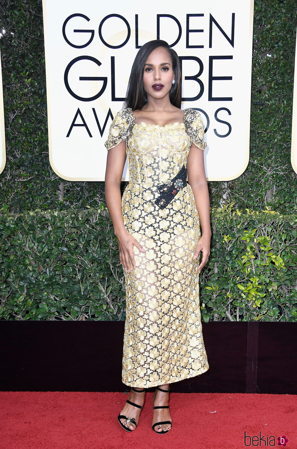 Kerry Washington en la alfombra roja de los Globos de Oro 2017