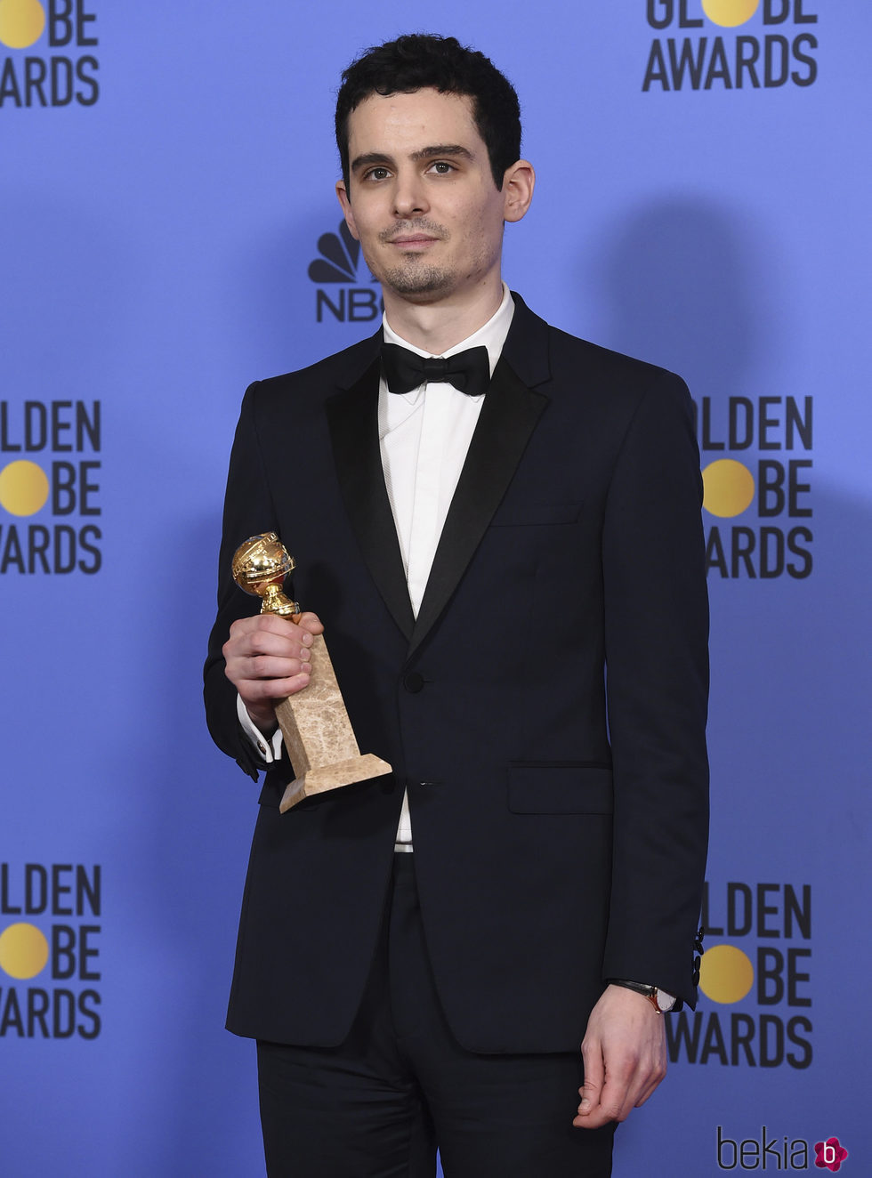 Damien Chazelle con su Globo de Oro 2017