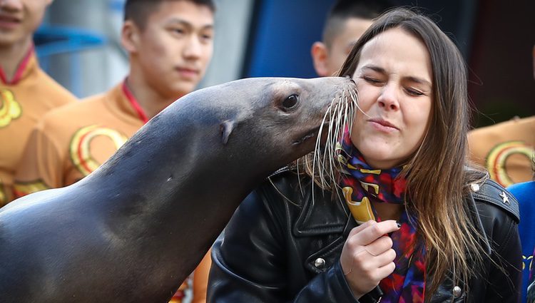 Pauline Ducruet con una foca en la inauguración del Festival de Circo de Monte-Carlo 2017