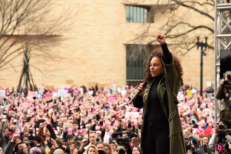 Alicia Keys en la Marcha de las Mujeres en Washington