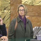 Paola Dominguín llegando a la capilla ardiente de Bimba Bosé