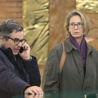 Paola Dominguín llegando a la capilla ardiente de Bimba Bosé