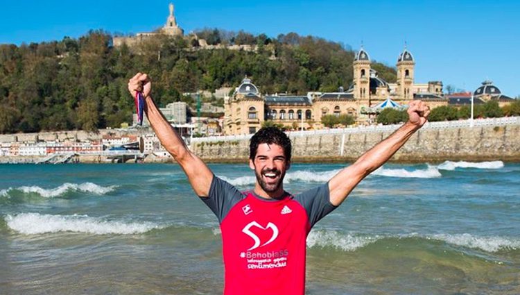 Miguel Ángel Muñoz tras participar en la carrera Behobia de San Sebastián