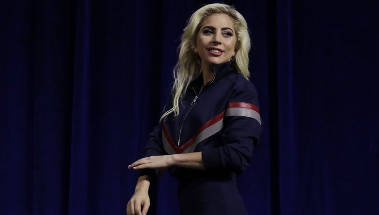 Lady Gaga en la rueda de prensa en Nueva York de la Super Bowl 2017