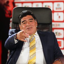 Maradona en el estadio de fútbol de los Soccerex