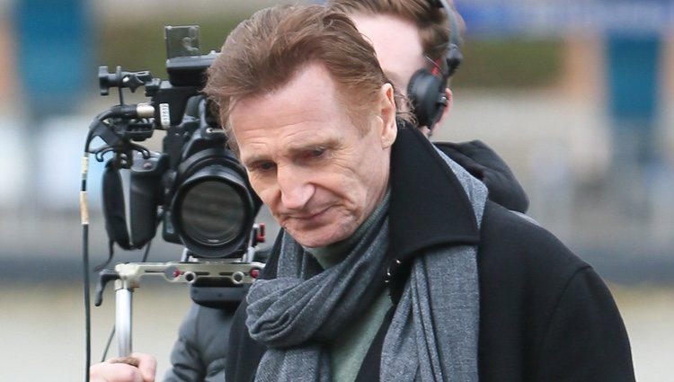 Liam Neeson en el set de rodaje de 'Love Actually 2'