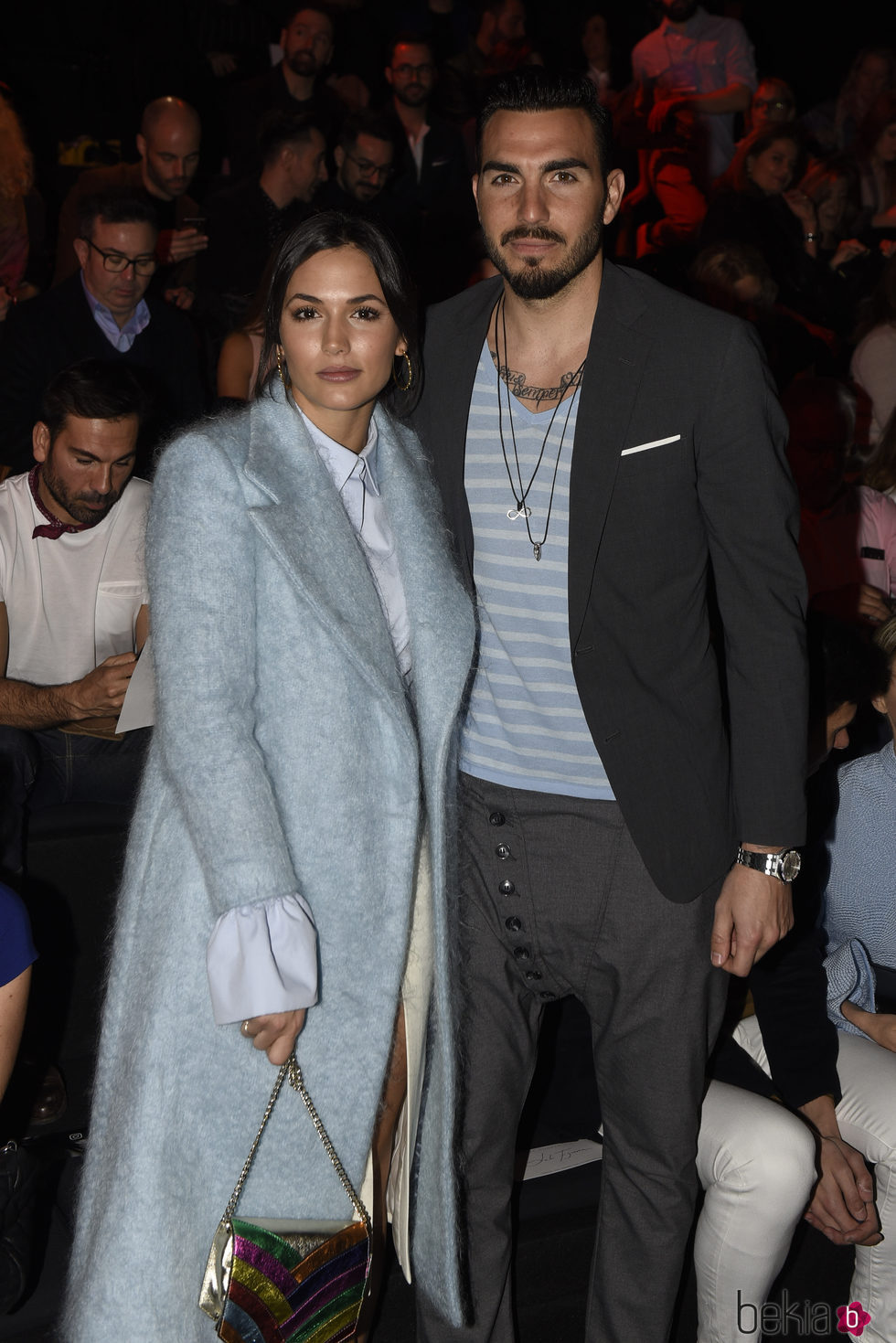 Michelle Calvó y su novio en el desfile de la firma The 2nd Skin en la Madrid Fashion Week 2017/2018